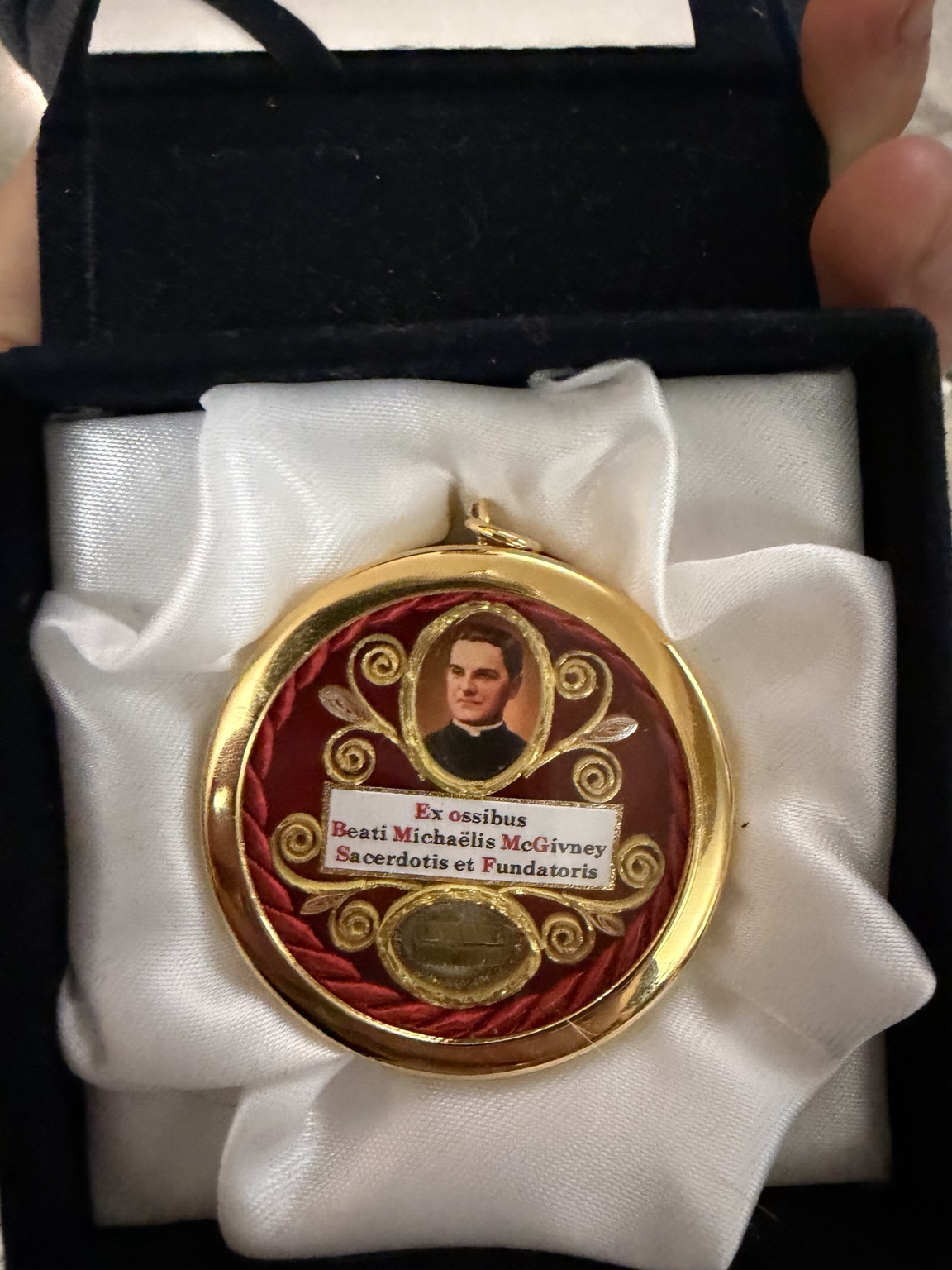 The First Class Relic of Blessed Michael J. McGivney, present for veneration during the special Exemplification at St. Ann’s Basilica.